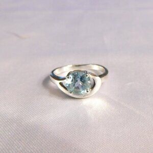 Sterling Silver Size 6 Ring with Blue Topaz Stone# 20844